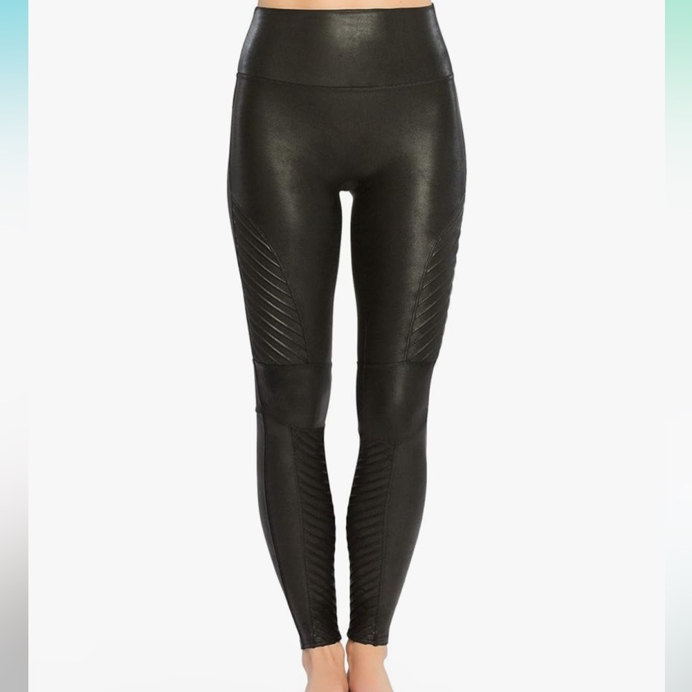 SPANX MOTO LEGGINGS FAUX LEATHER LEGGINGS MEDIUM MED M